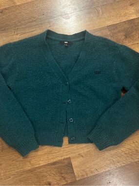 Vans Teal Fuzzy Knit Button Cardigan